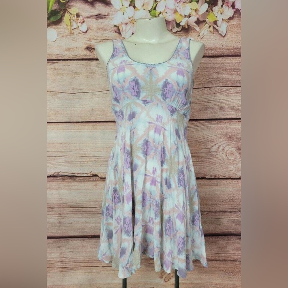 Free People Tie dye print Pastel Color Size 2 Scoop Neck short dress.